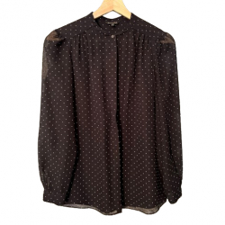 Massimo Dutti Black flowing blouse with white polka dots