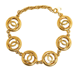Chanel AB Chanel Gold Gold Plated Metal CC Medallion Bracelet France