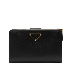 Prada AB Prada Black Saffiano Leather Compact Wallet Italy