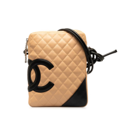 Chanel B Chanel Brown Beige Lambskin Leather Leather Cambon Ligne Crossbody Italy