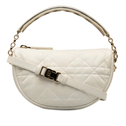 Christian Dior B Dior White Lambskin Leather Leather Small Cannage Vibe Satchel Italy