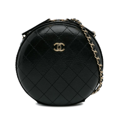 Chanel AB Chanel Black Calf Leather Stitched skin Round Crossbody France