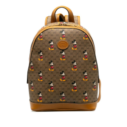 Gucci B Gucci Brown Beige Coated Canvas Fabric Micro GG Mickey Mouse Dome Backpack Italy