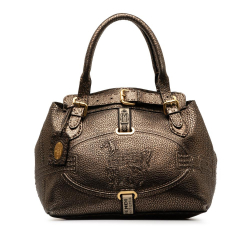 Fendi B Fendi Brown Bronze Calf Leather Selleria Grand Borghese Handbag Italy