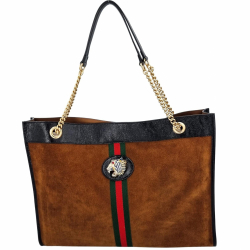 Gucci Maxi Rajah Tote Brown Suede
