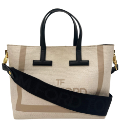 Tom Ford T Tote Canvas and Leather Beige