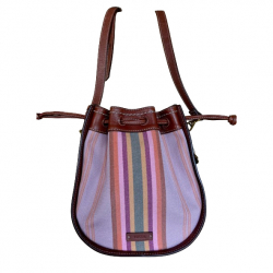 Fossil Leather and fabric bucket bag