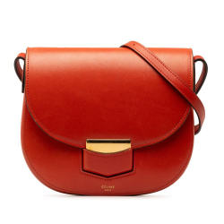 Celine B Celine Red Calf Leather Small Trotteur Crossbody Italy