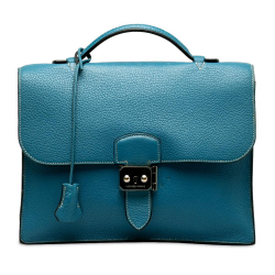 Hermès B Hermès Blue Calf Leather Clemence Sac a Depeches 27 France
