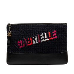 Chanel AB Chanel Blue Navy with Black Tweed Fabric Gabrielle Clutch Bag Italy