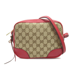 Gucci AB Gucci Brown Beige with Red Canvas Fabric GG Bree Crossbody Italy