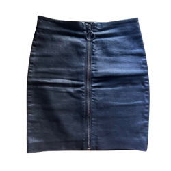 All Saints Oiled-effect denim skirt with zipper fastening