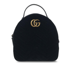Gucci AB Gucci Black Velvet Fabric Small GG Marmont Matelasse Backpack Italy