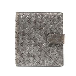 Bottega Veneta AB Bottega Veneta Gray Calf Leather Intrecciato Bi-fold Wallet Italy