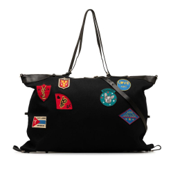 Saint Laurent B Saint Laurent Black Canvas Fabric ID Convertible Patches Travel Bag Italy