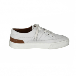 Hermès Deep Sneakers aus weißem Leder mit braunem Fersenbesatz