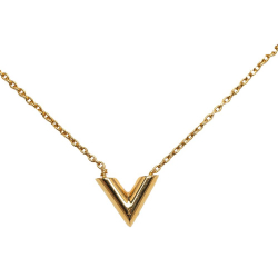 Louis Vuitton B Louis Vuitton Gold Gold Plated Metal Essential V Necklace Italy