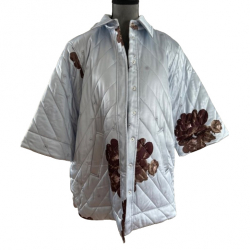 Ganni Quilted floral-print satin jacket