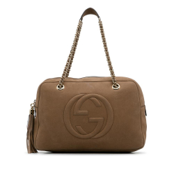 Gucci B Gucci Brown Calf Leather Soho Chain Shoulder Bag Italy
