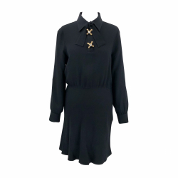 Moschino Couture! Kleid aus schwarzem Crêpe mit Heiß-Kalt-Knöpfen