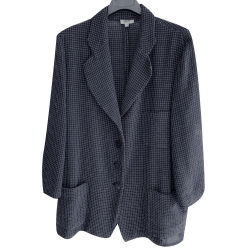 Giorgio Armani Piede de Poule Woven Silk Twill Blend Blazer Jacket