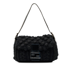 Fendi B Fendi Black Wool Fabric Knit Shoulder Bag Italy