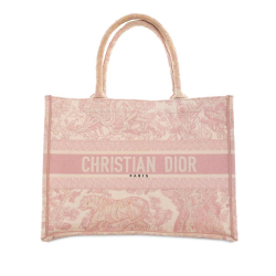 Christian Dior AB Dior Pink Light Pink Canvas Fabric Medium Toile de Jouy Book Tote Italy
