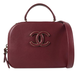 Chanel AB Chanel Red Bordeaux Calf Leather Coco Curve Vanity Case Italy