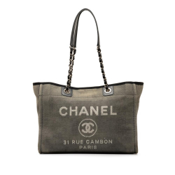 Chanel B Chanel Gray Canvas Fabric Small Deauville Tote Italy