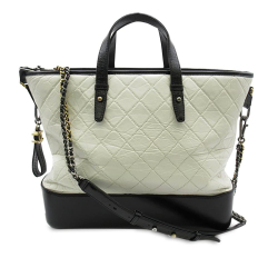 Chanel B Chanel White with Black Calf Leather Large Aged skin Gabrielle Shopping Tote Italy