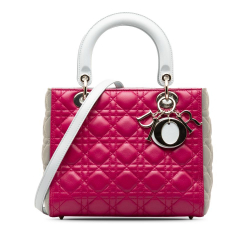 Christian Dior AB Dior Purple with Gray Lambskin Leather Leather Medium Tricolor Lambskin Cannage Lady Dior Italy
