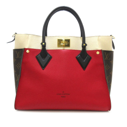Louis Vuitton B Louis Vuitton Red with Brown Calf Leather Monogram On My Side MM France