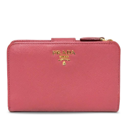 Prada B Prada Pink Saffiano Leather Bi-fold Wallet Italy