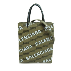 Balenciaga AB Balenciaga Brown with Black Coated Canvas Fabric BB Monogram Logo Shopping Tote Italy