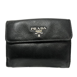 Prada B Prada Black Saffiano Leather Small Wallet Italy