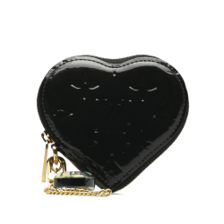 Louis Vuitton AB Louis Vuitton Black Vernis Leather Leather Monogram Vernis Heart Coin Purse France