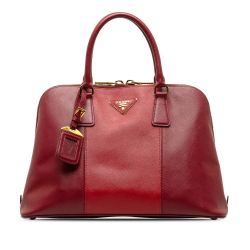 Prada B Prada Red Saffiano Leather Medium Bicolor Promenade Handbag Italy