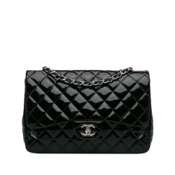 Chanel AB Chanel Black Patent Leather Leather Jumbo Classic Patent Single Flap Bag Italy