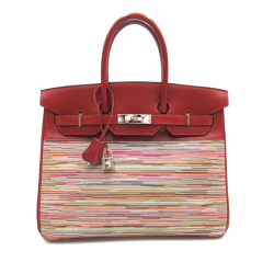 Hermès B Hermès Red with Multi Calf Leather Box Vibrato Suede Birkin Retourne 35 France