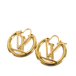 Louis Vuitton AB Louis Vuitton Gold Gold Plated Metal Louise Hoop GM Earrings Italy