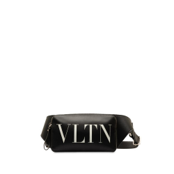 Valentino AB Valentino Black Calf Leather VLTN Belt Bag Italy