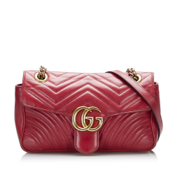 Gucci B Gucci Red Calf Leather GG Marmont Matelasse Italy