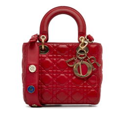 Christian Dior AB Dior Red Lambskin Leather Leather Small Lambskin Cannage My ABCDior Lady Dior Italy