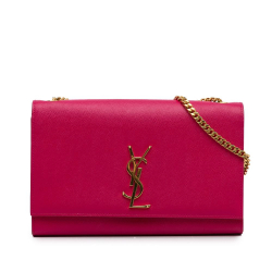 Saint Laurent AB Saint Laurent Pink Calf Leather Medium Monogram Kate Crossbody Bag Italy