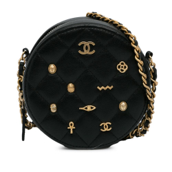 Chanel AB Chanel Black Calf Leather skin Egyptian Amulet Round Crossbody Italy