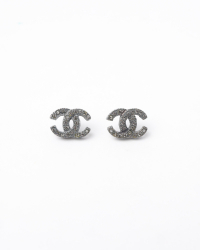 Chanel CC Gunmetal Earrings