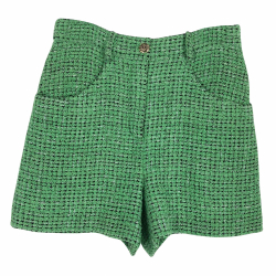 Chanel mini shorts in green tweed