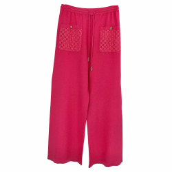 Chanel knit jogging pants in pink viscose knit blend with lace pockets