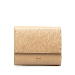 Celine B Celine Brown Beige Calf Leather Trifold Wallet Italy