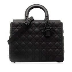 Christian Dior AB Dior Black Calf Leather Large Cannage Ultra Matte Lady Dior Italy